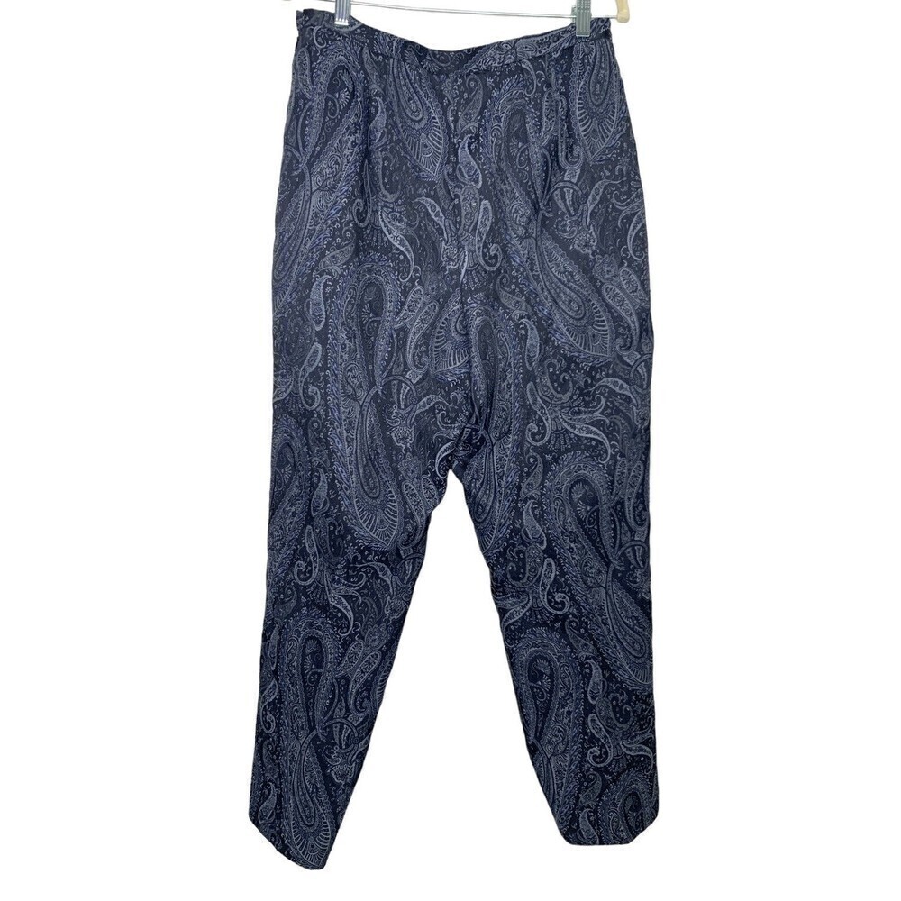 Talbots Womens Trouser Pants Sz 14 Plus Blue Paisley High Rise Pleated Italian